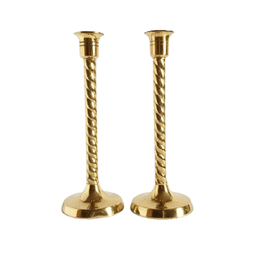 BRASS TAPER CANDLE HOLDER SET OF 2
